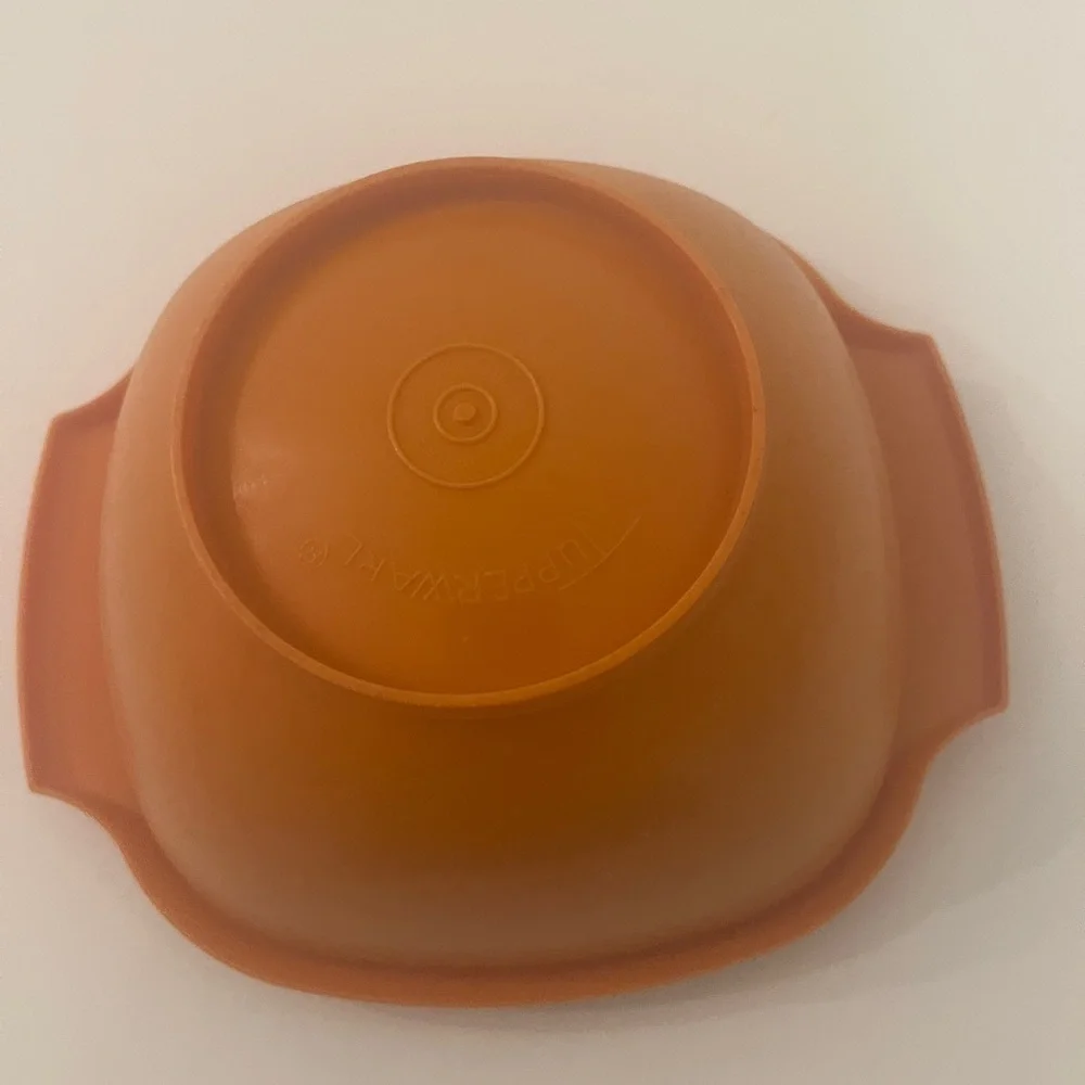 Vintage Tupperware Orange Servalier Bowl with Lid • Retro Kitchen Storage •